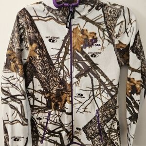 Mossy Oak Women's WHITE REAL Tree Pattern Jacket with Purple Accents